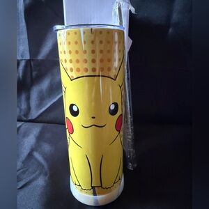 New 20oz Yellow Pikachu Tumbler with Slid Lid Nonslip Bottom Straw Cleaner